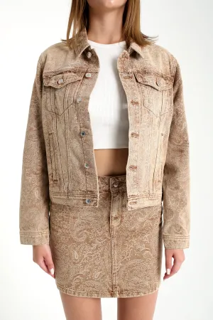 Jacquard Paisley Embroidered Womens Denim Jacket