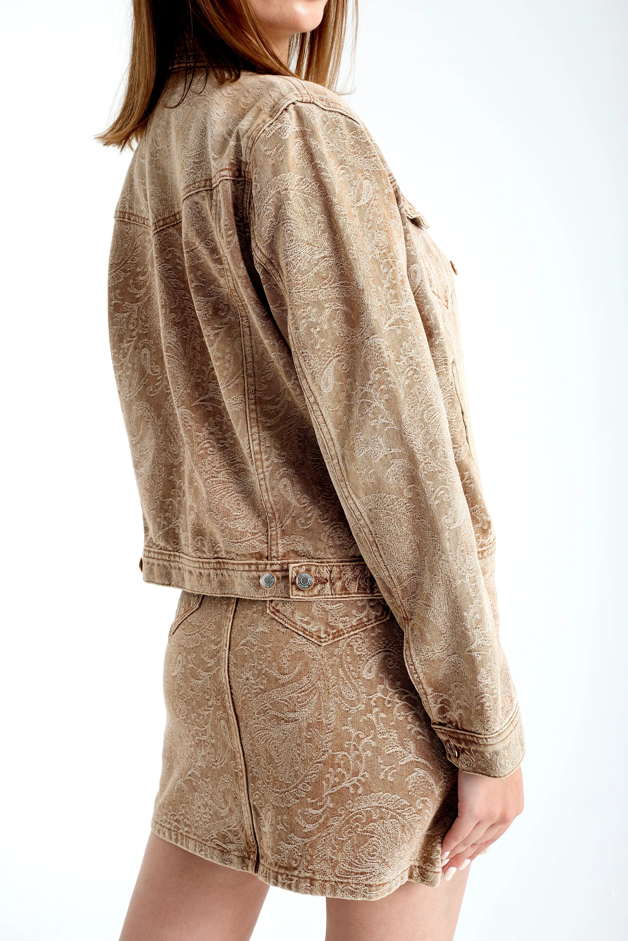 Jacquard Paisley Embroidered Womens Denim Jacket