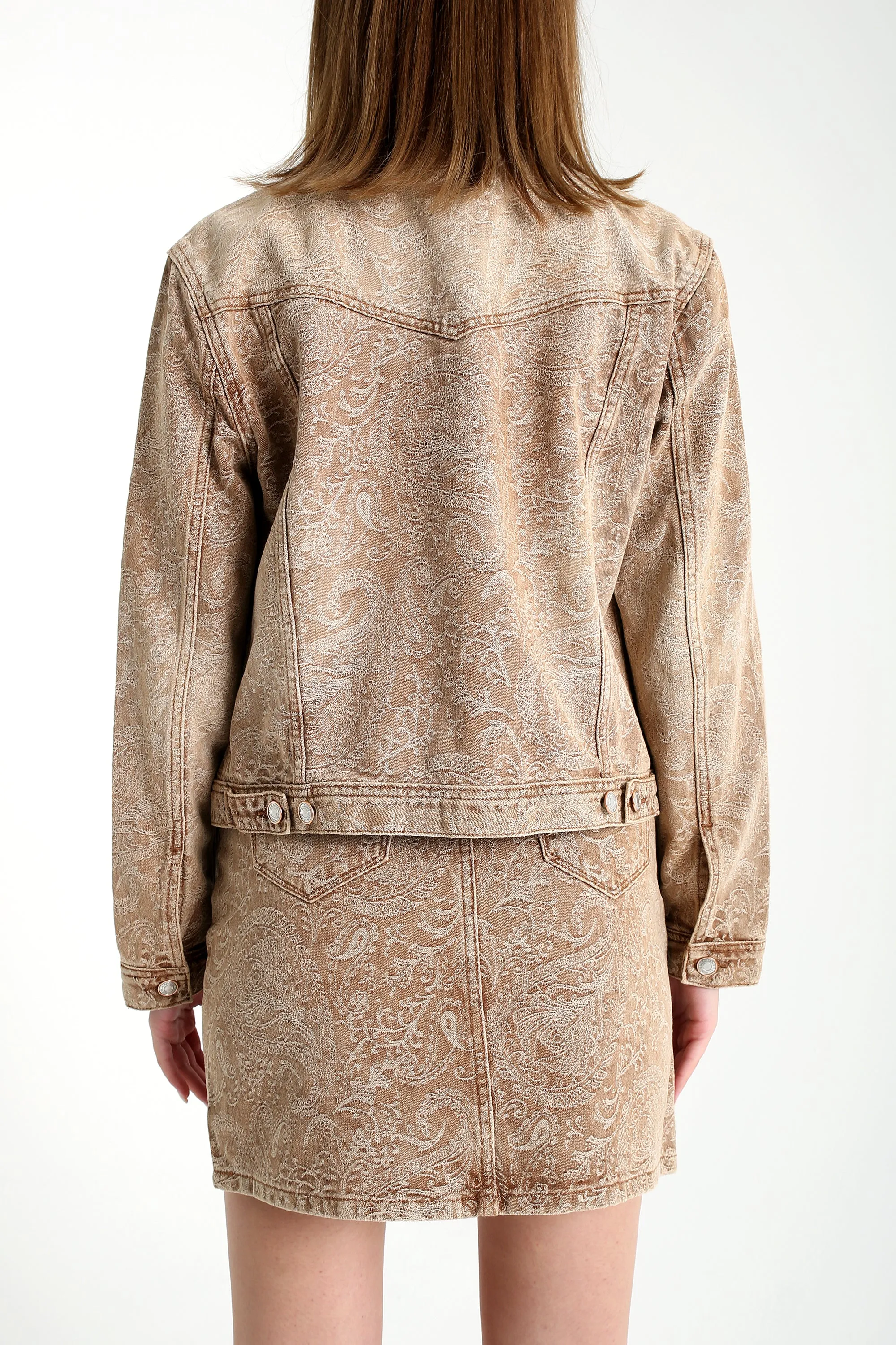 Jacquard Paisley Embroidered Womens Denim Jacket