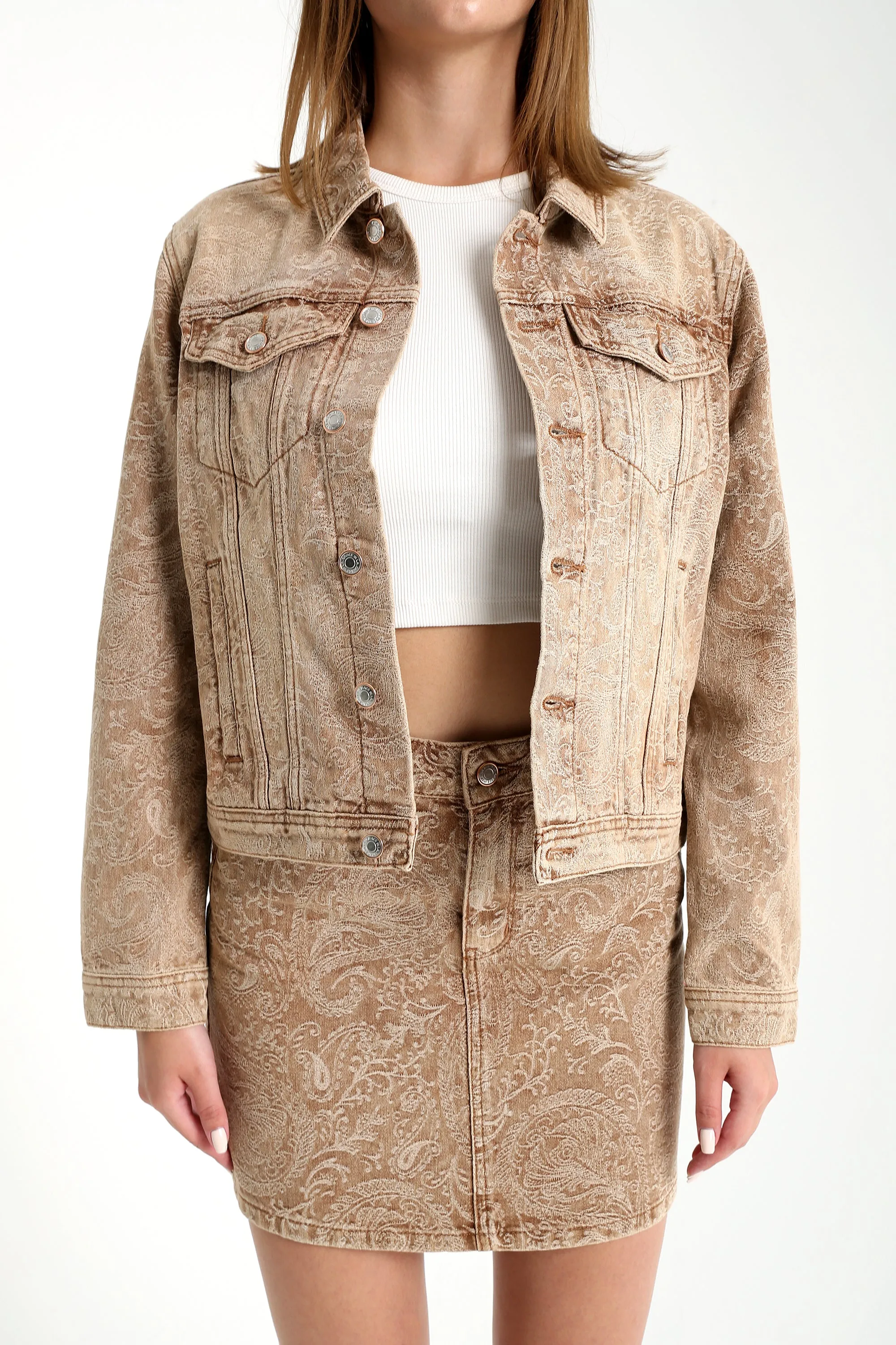 Jacquard Paisley Embroidered Womens Denim Jacket
