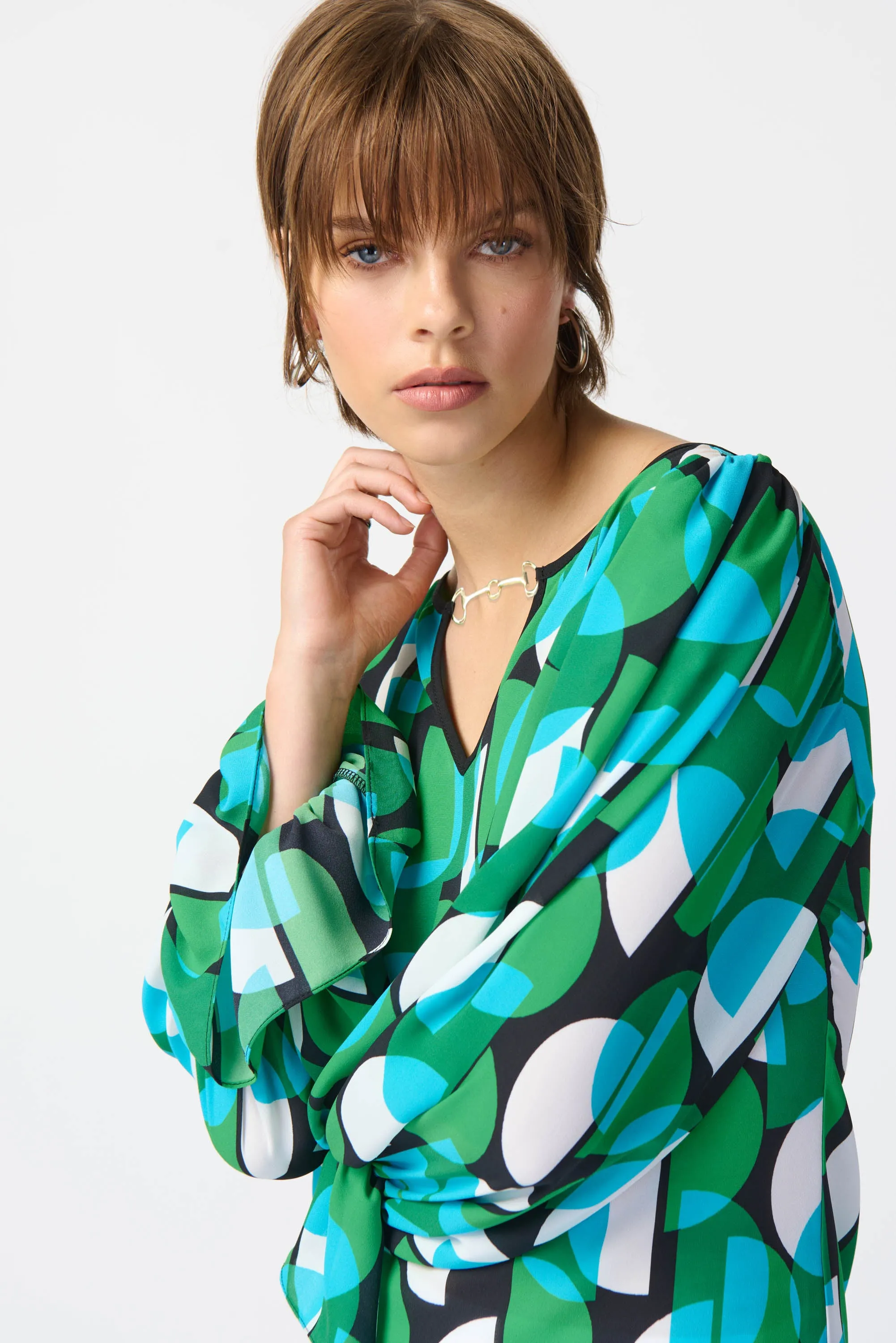 Joseph Ribkoff Geo Pattern Blouse Black Multi