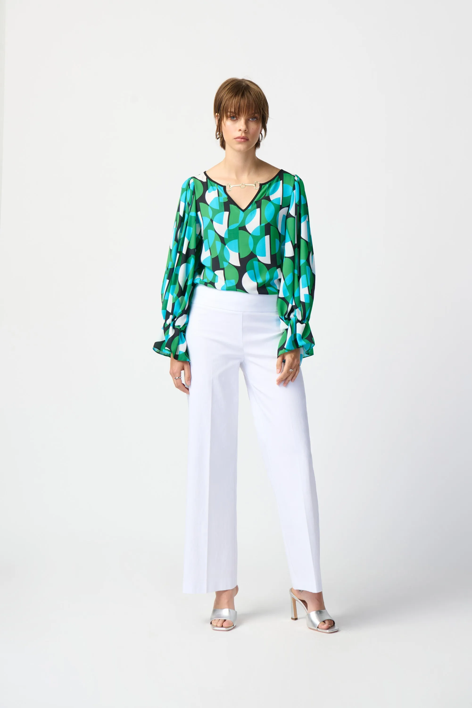 Joseph Ribkoff Geo Pattern Blouse Black Multi