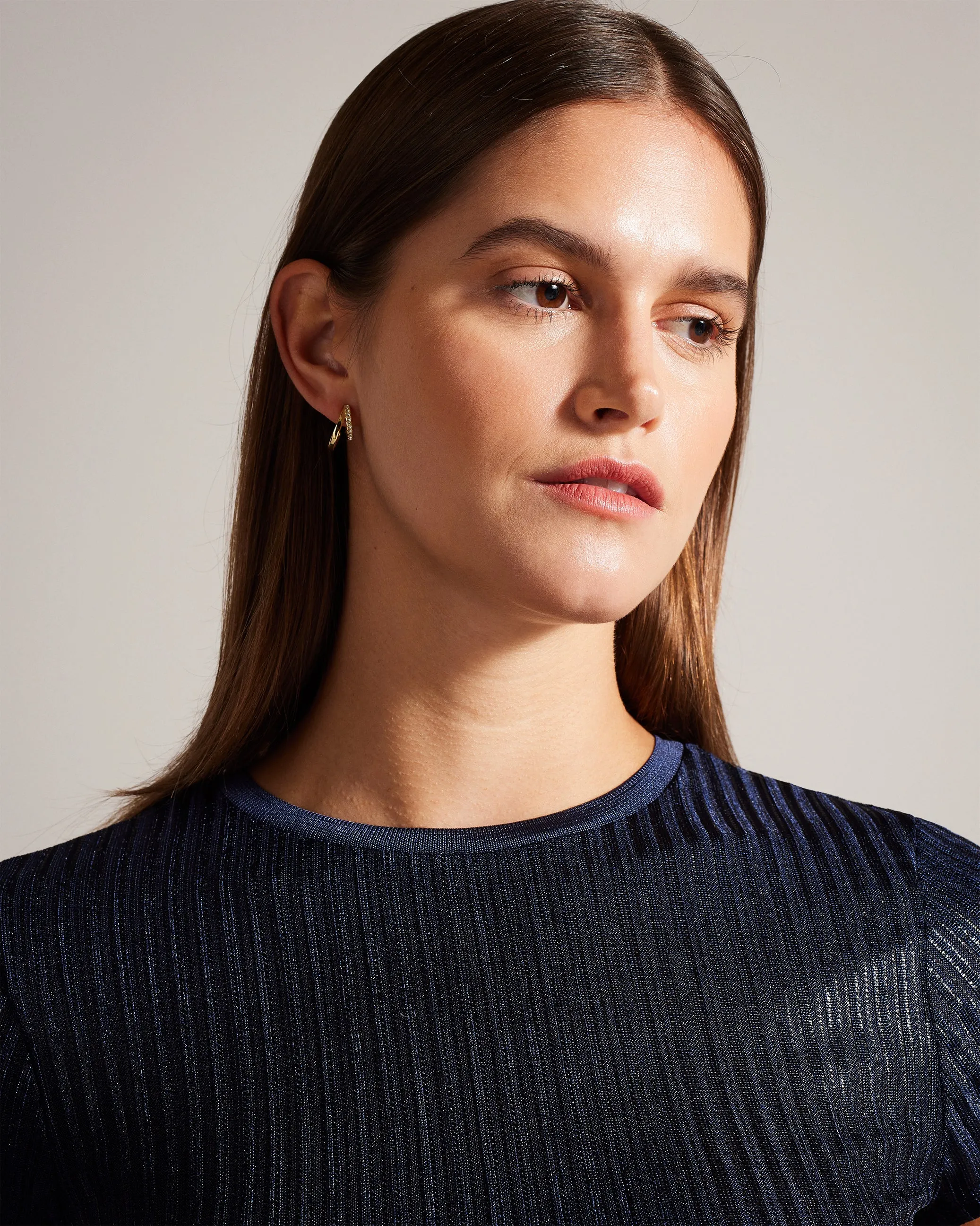 Katrino Metallic Fitted Tee Navy