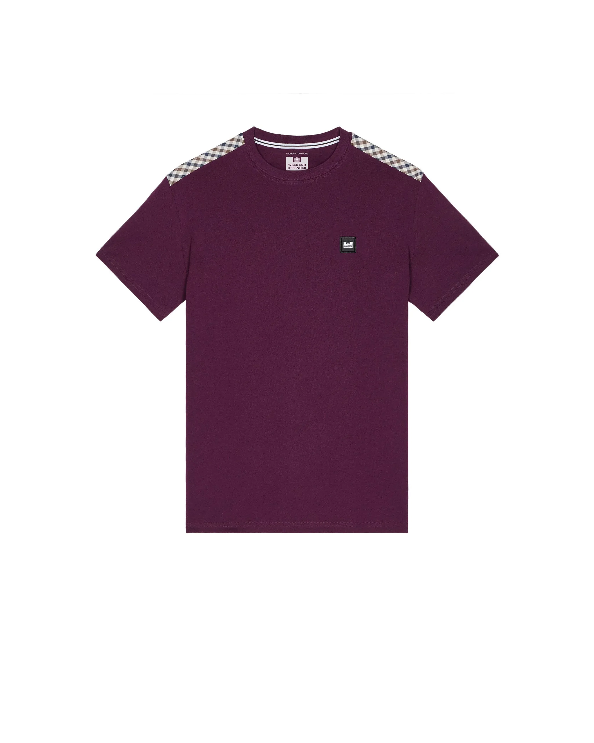 Kids Diaz T-Shirts Acai Berry/Mid House Check