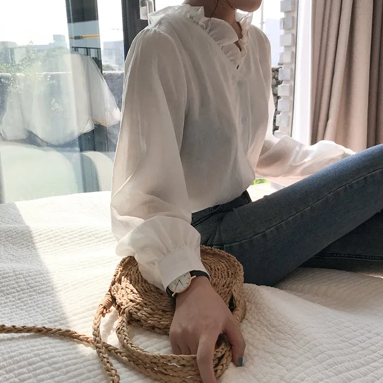 [Korean Style] Kel Solid Color Ruffle Blouses