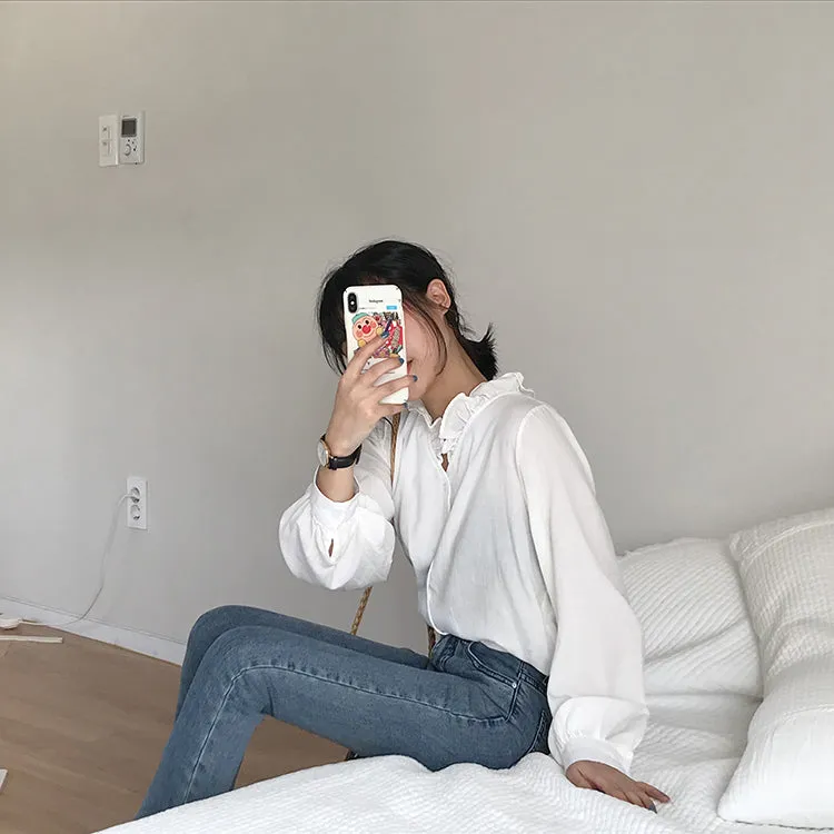 [Korean Style] Kel Solid Color Ruffle Blouses