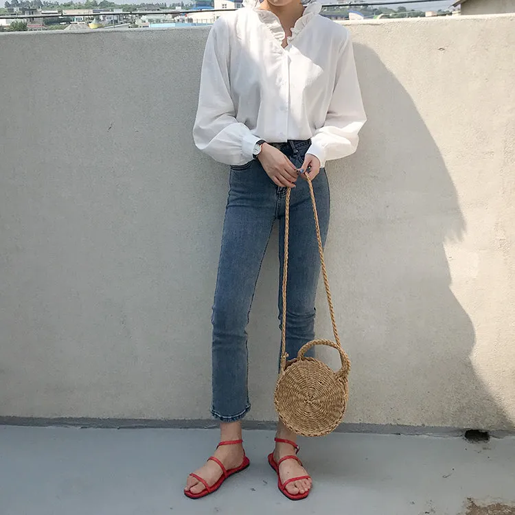 [Korean Style] Kel Solid Color Ruffle Blouses