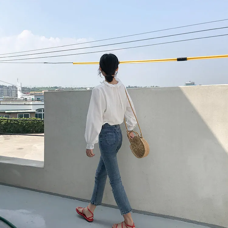 [Korean Style] Kel Solid Color Ruffle Blouses