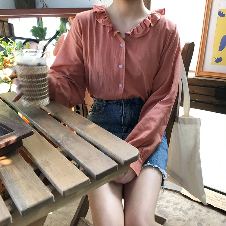 [Korean Style] Kel Solid Color Ruffle Blouses