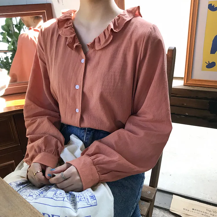 [Korean Style] Kel Solid Color Ruffle Blouses