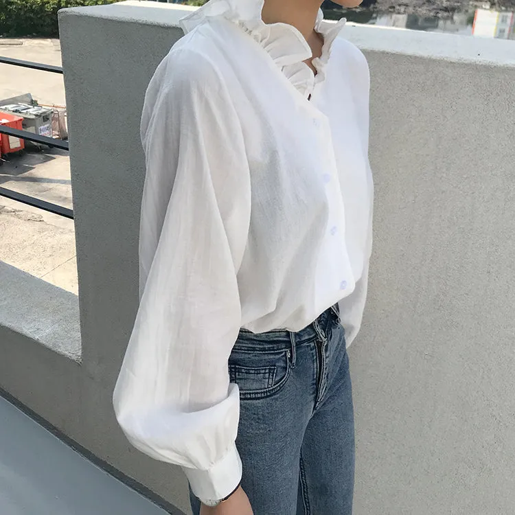 [Korean Style] Kel Solid Color Ruffle Blouses