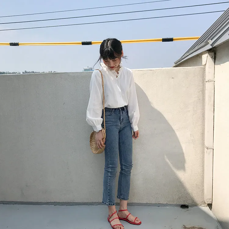 [Korean Style] Kel Solid Color Ruffle Blouses
