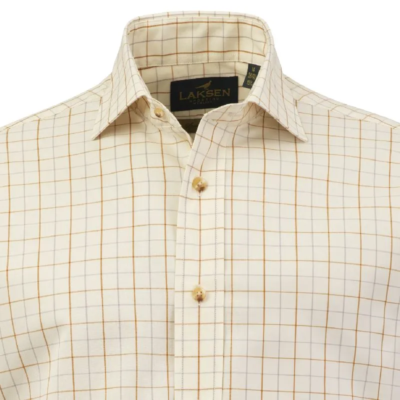 Laksen Cecil Mens Sporting Fit Shirt - Grey/Mustard