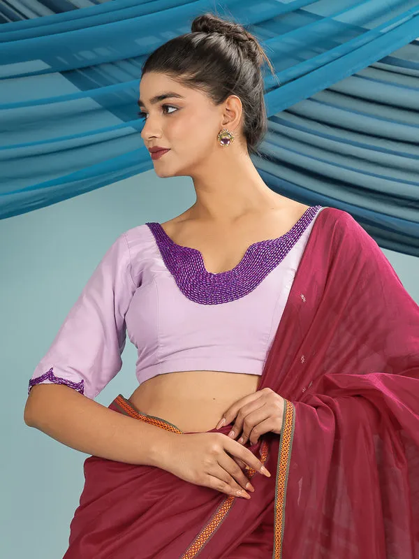 Lavender Purple Hand Embroidered Blouse