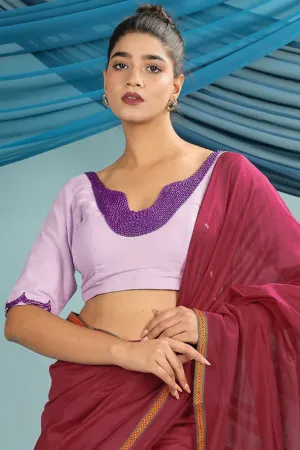 Lavender Purple Hand Embroidered Blouse