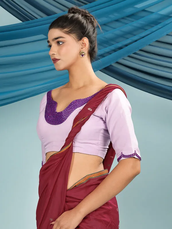 Lavender Purple Hand Embroidered Blouse