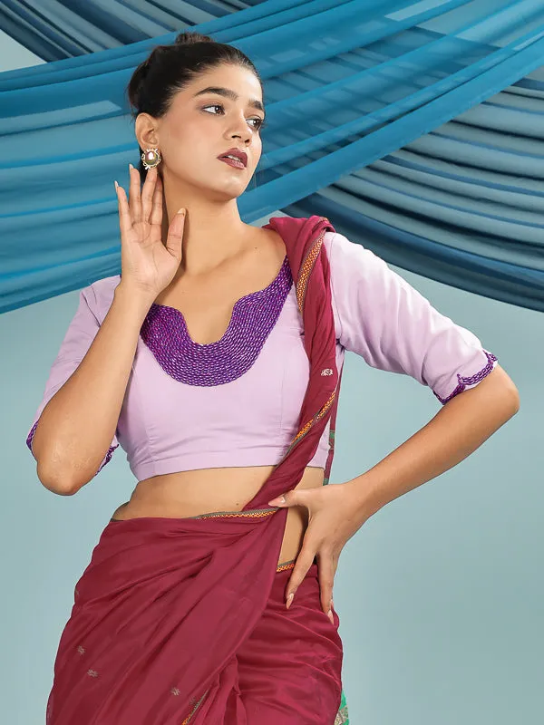 Lavender Purple Hand Embroidered Blouse