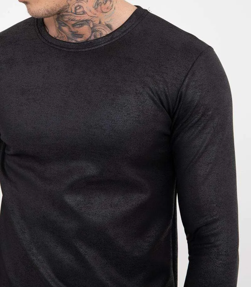 Leather Look Long Sleeved Tee