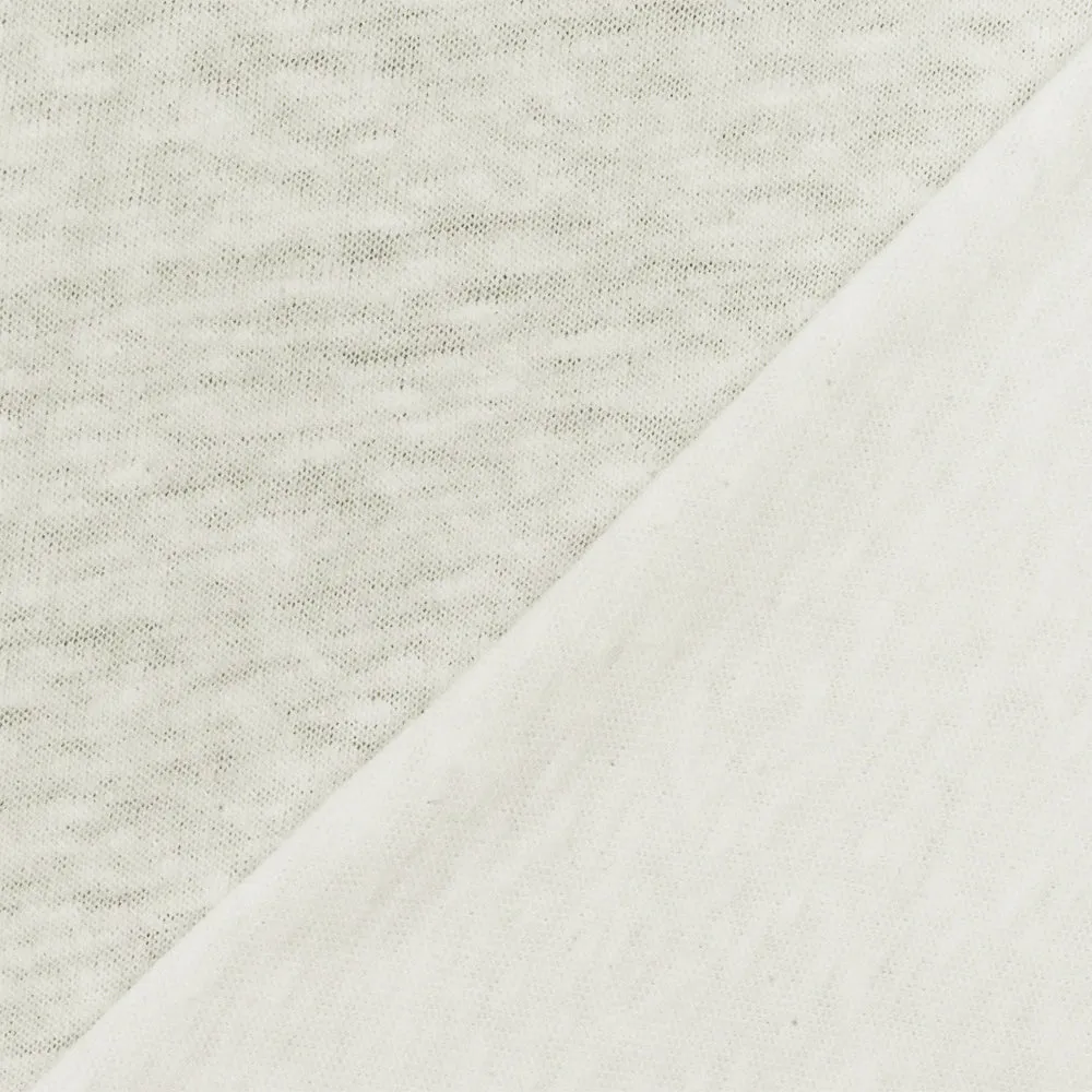 Light Ivory Slub Poly Cotton Stretch Spandex Jersey Knit Fabric