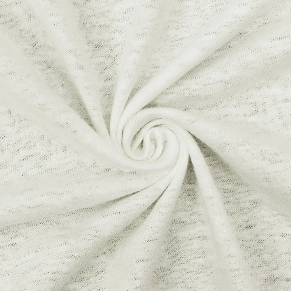 Light Ivory Slub Poly Cotton Stretch Spandex Jersey Knit Fabric