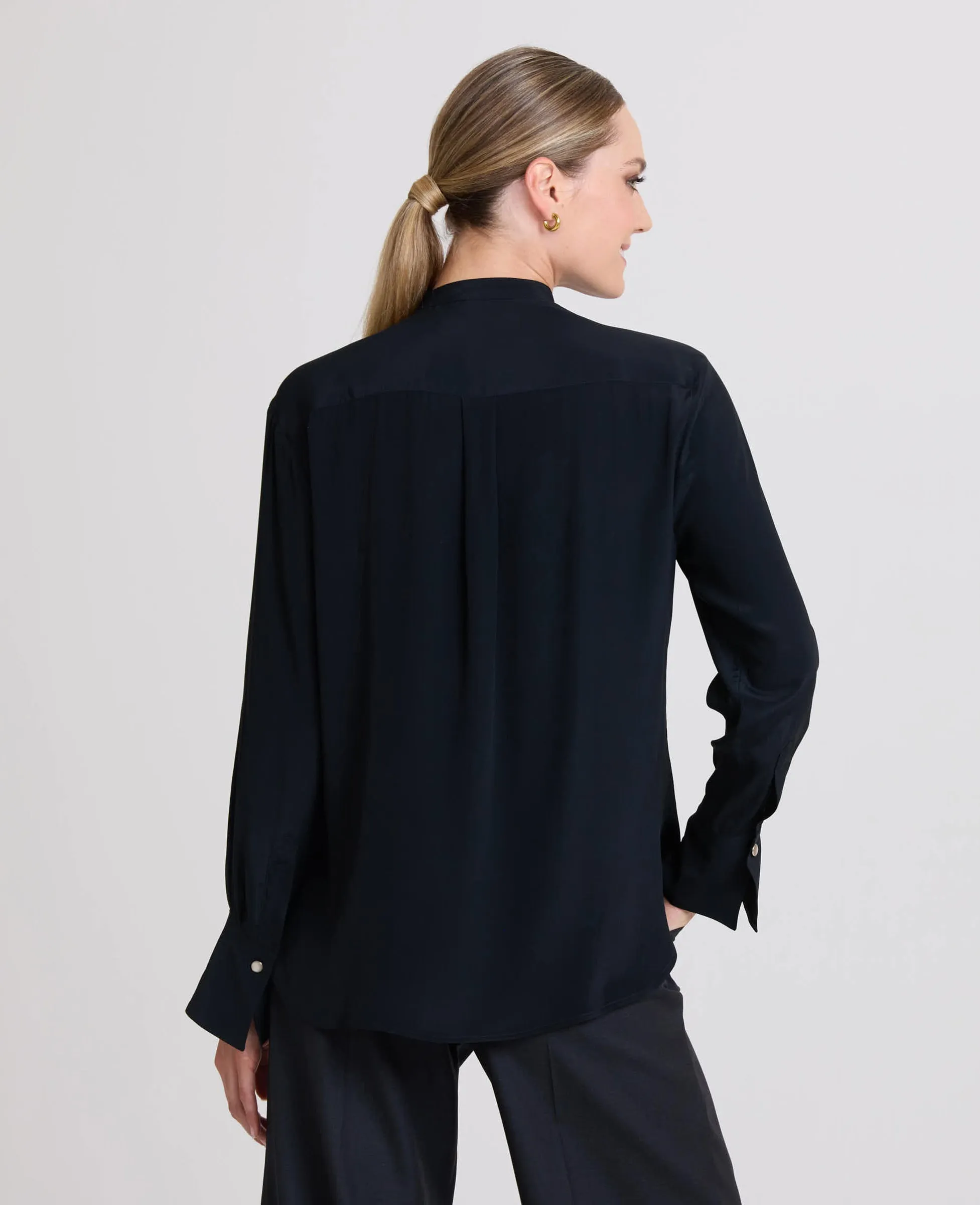 Long Sleeve Mandarin Collar Shirt