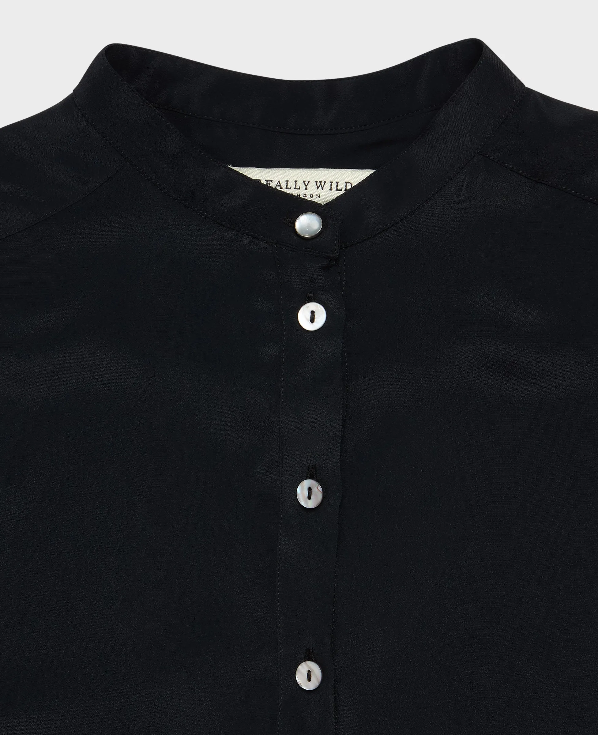 Long Sleeve Mandarin Collar Shirt