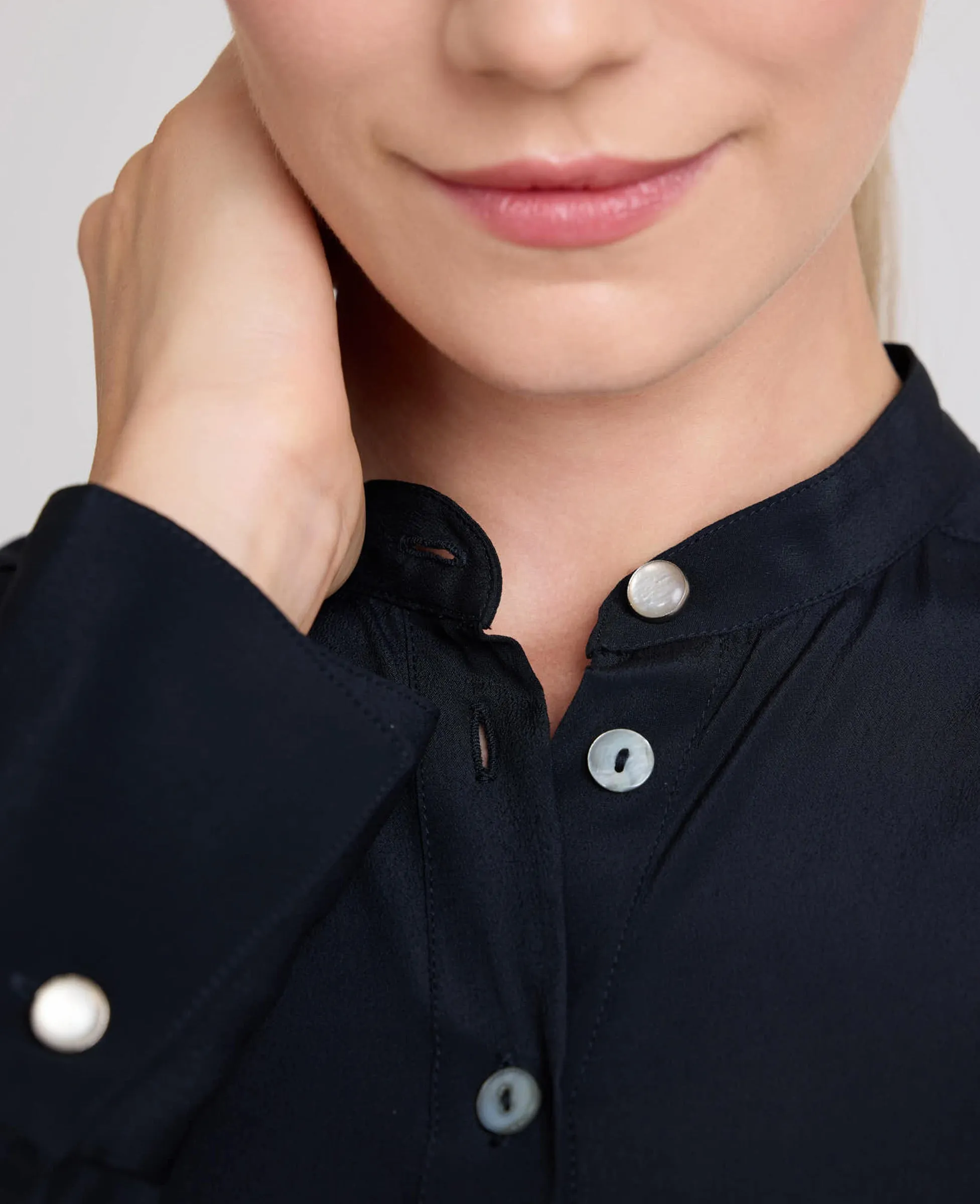 Long Sleeve Mandarin Collar Shirt