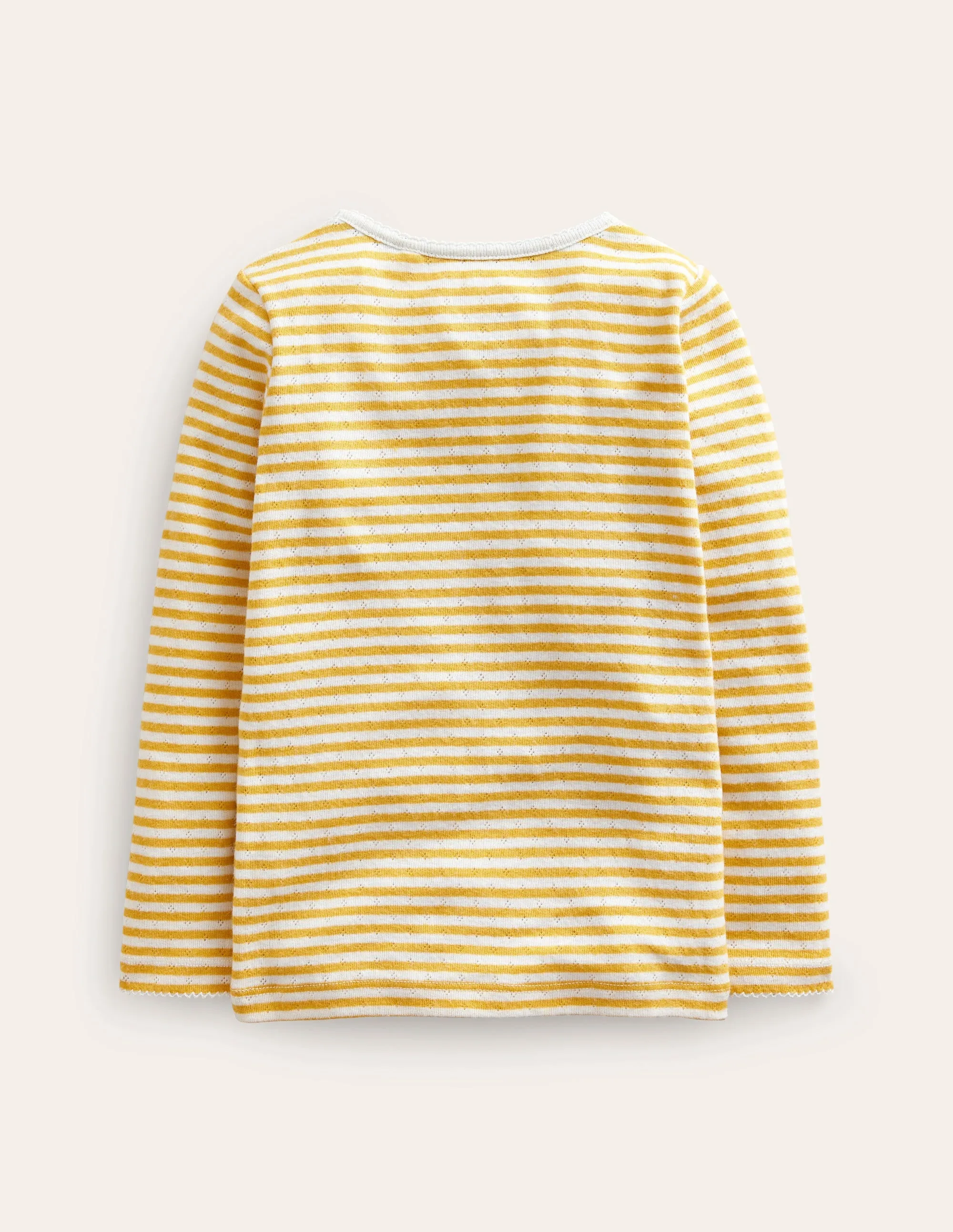 Long Sleeve Pointelle Top-Honeycomb/Ivory