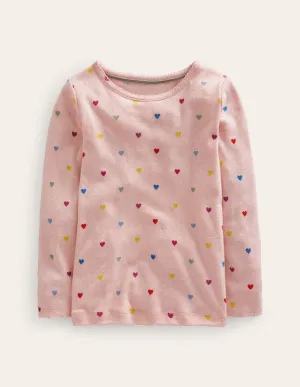 Long Sleeve Pointelle Top-Pink