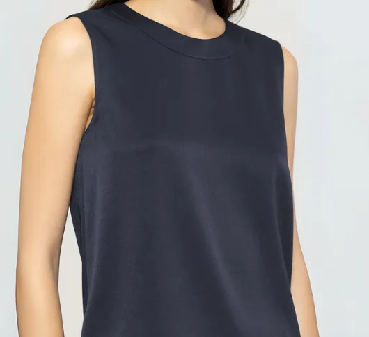 LUISA CERANO - Flowing Satin Top in Navy
