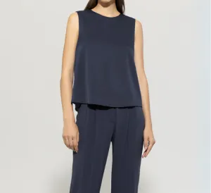 LUISA CERANO - Flowing Satin Top in Navy