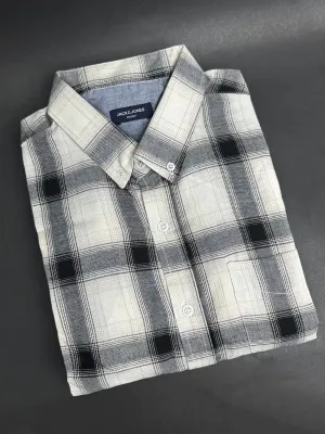 Men's Coloful White Check Shirt