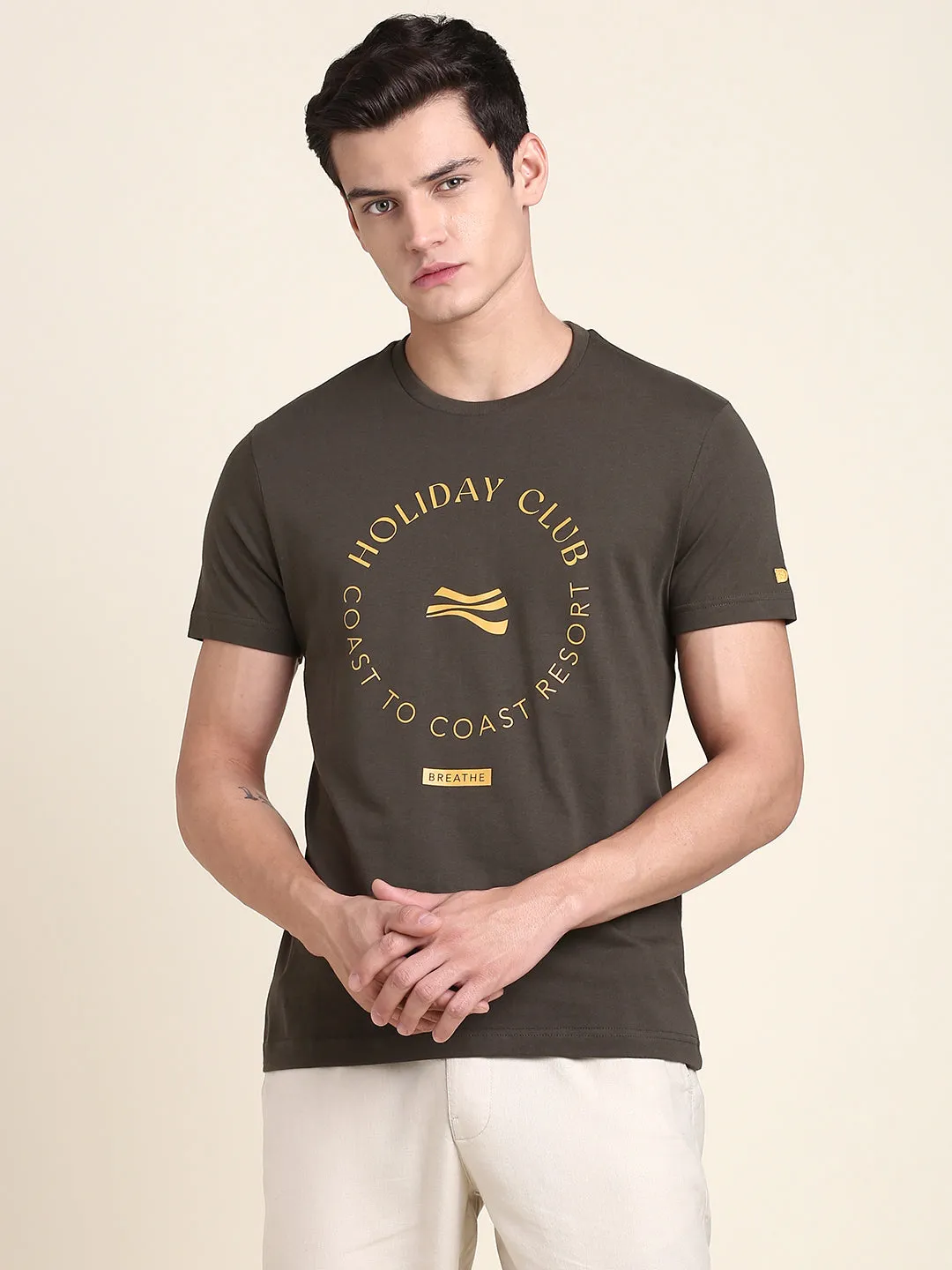 Men's Olive Print T-shirt