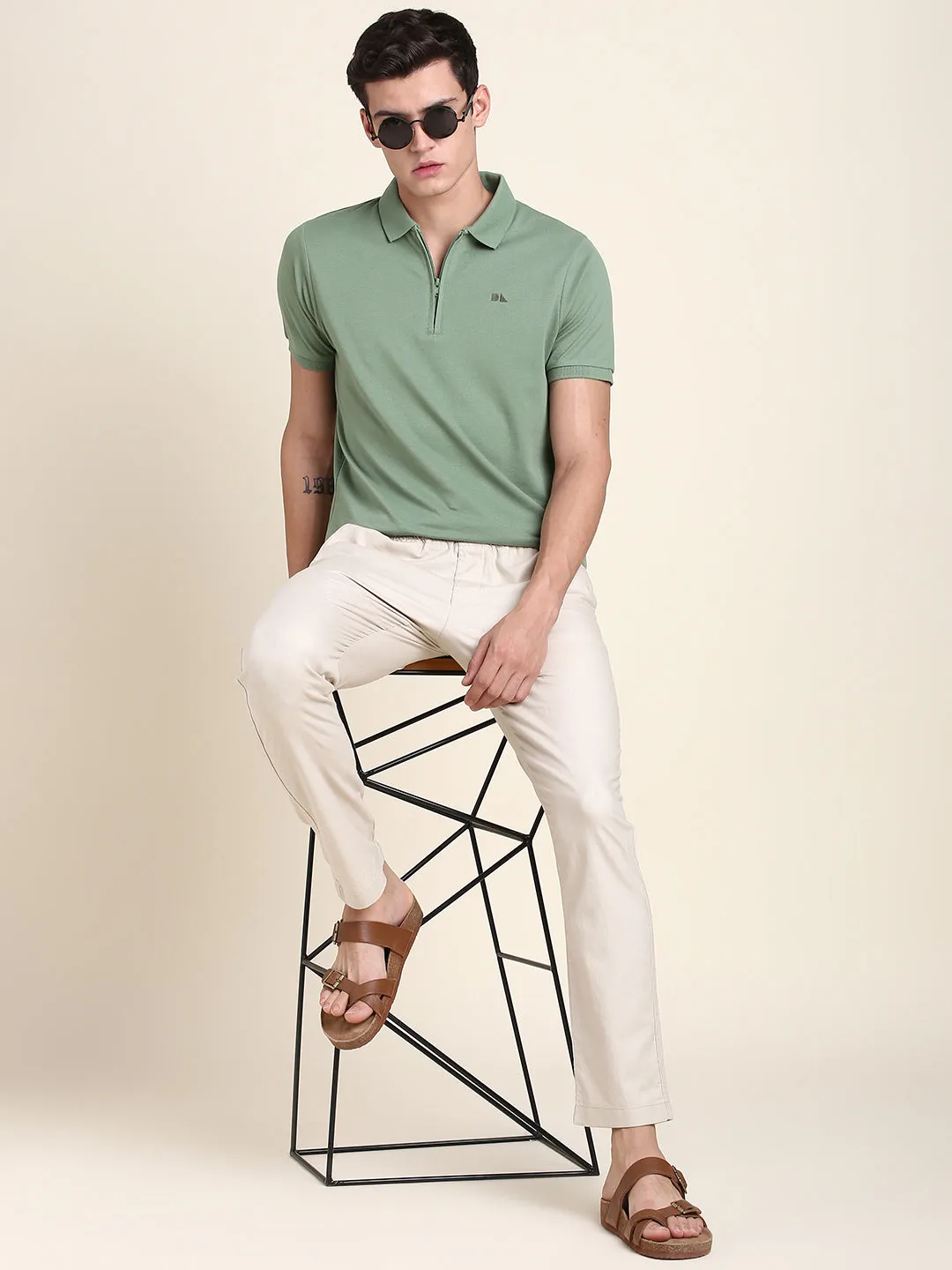 Men's Olive Solid T-shirt