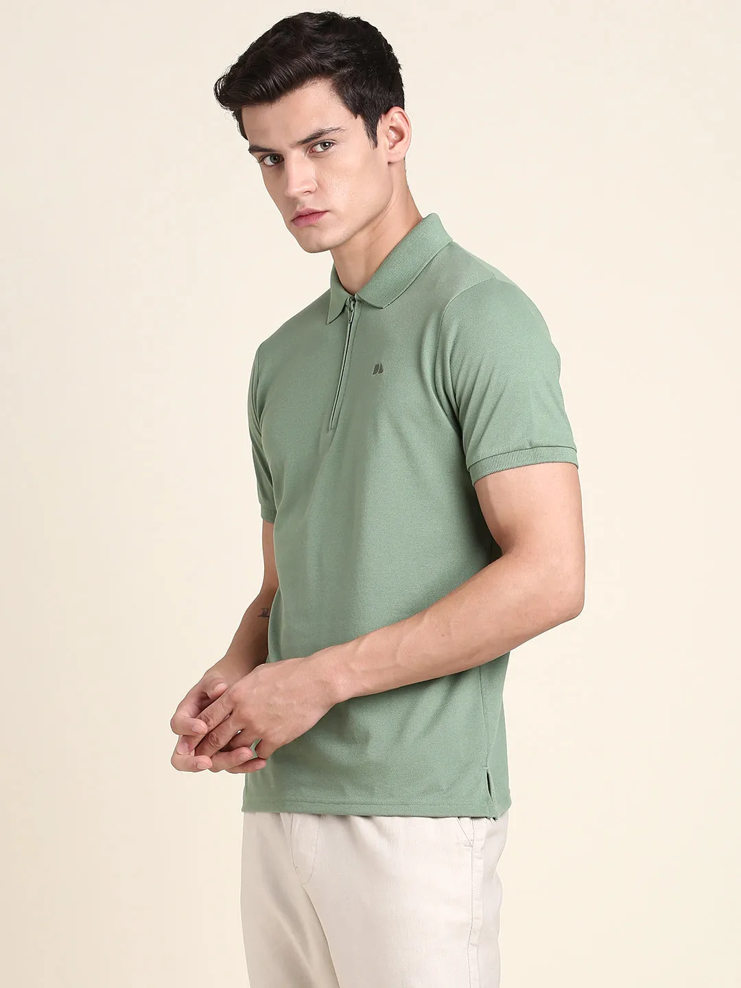Men's Olive Solid T-shirt