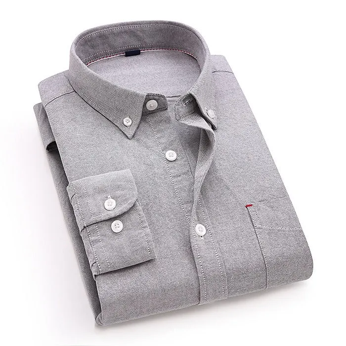 Mens Quality Chambrary Cotton Long Sleeve Shirts
