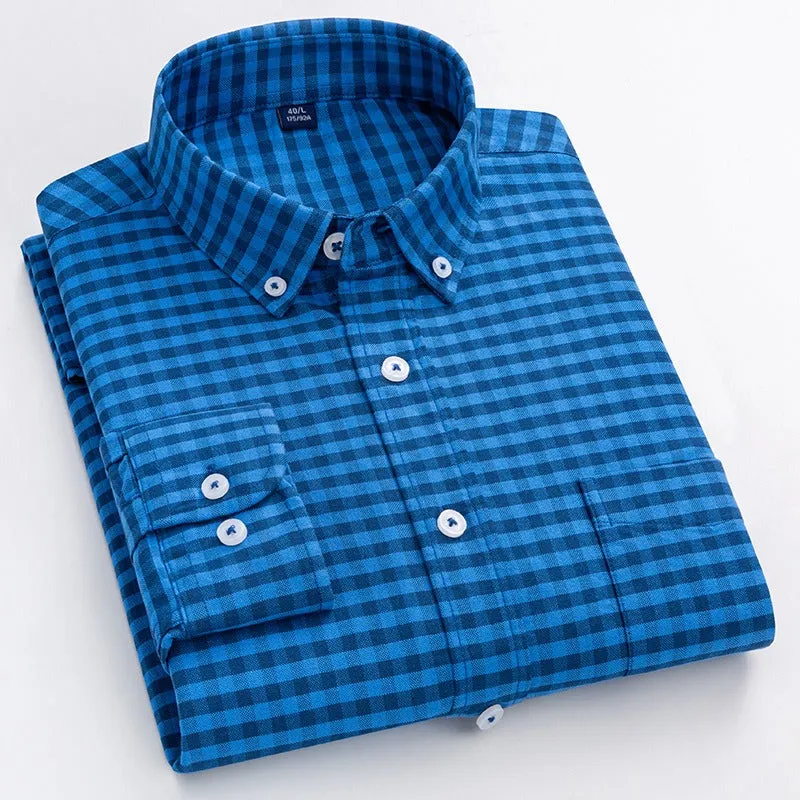 Mens Quality Chambrary Cotton Long Sleeve Shirts