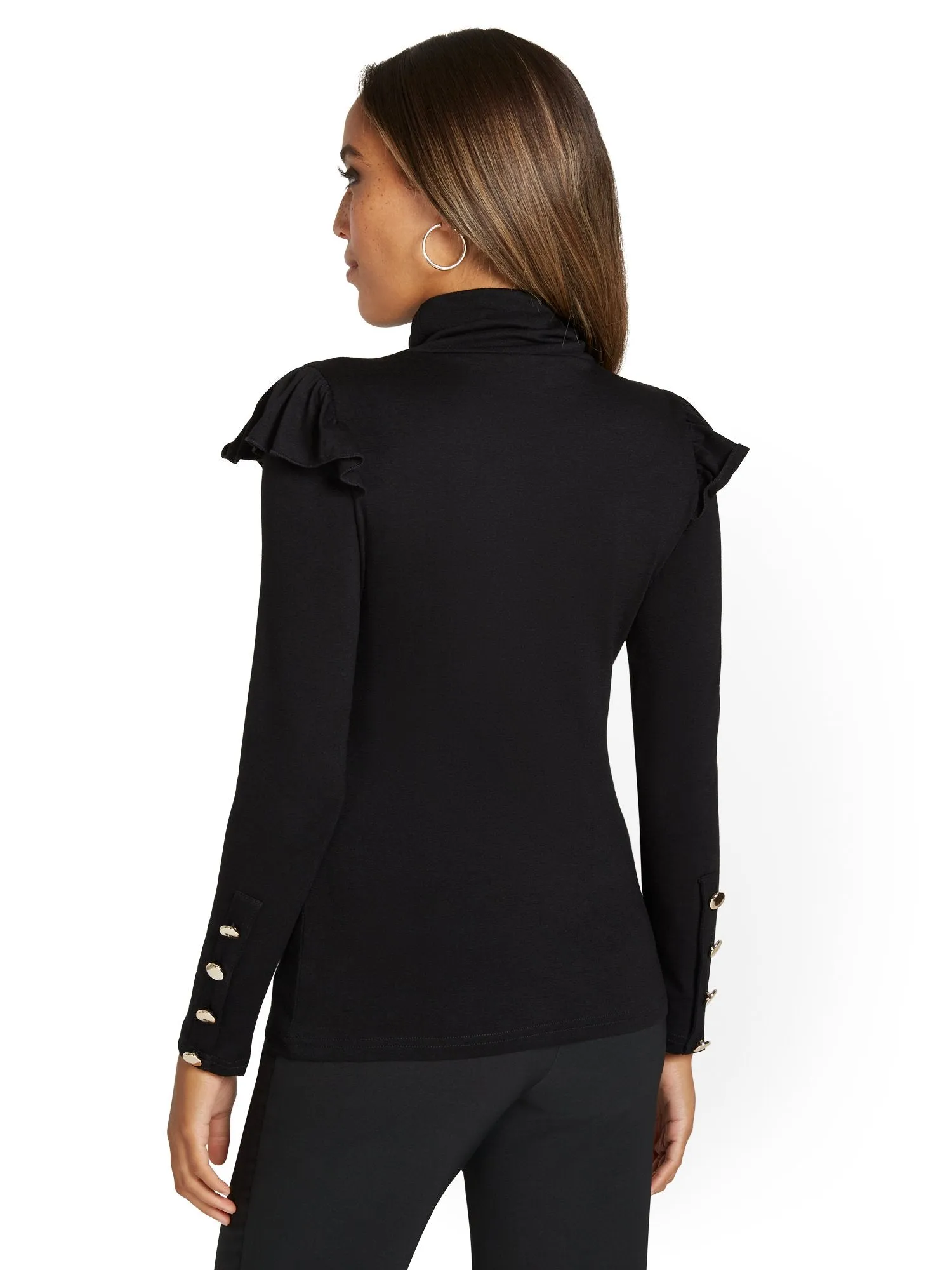 Mock-Neck Button Top