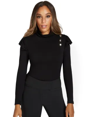 Mock-Neck Button Top