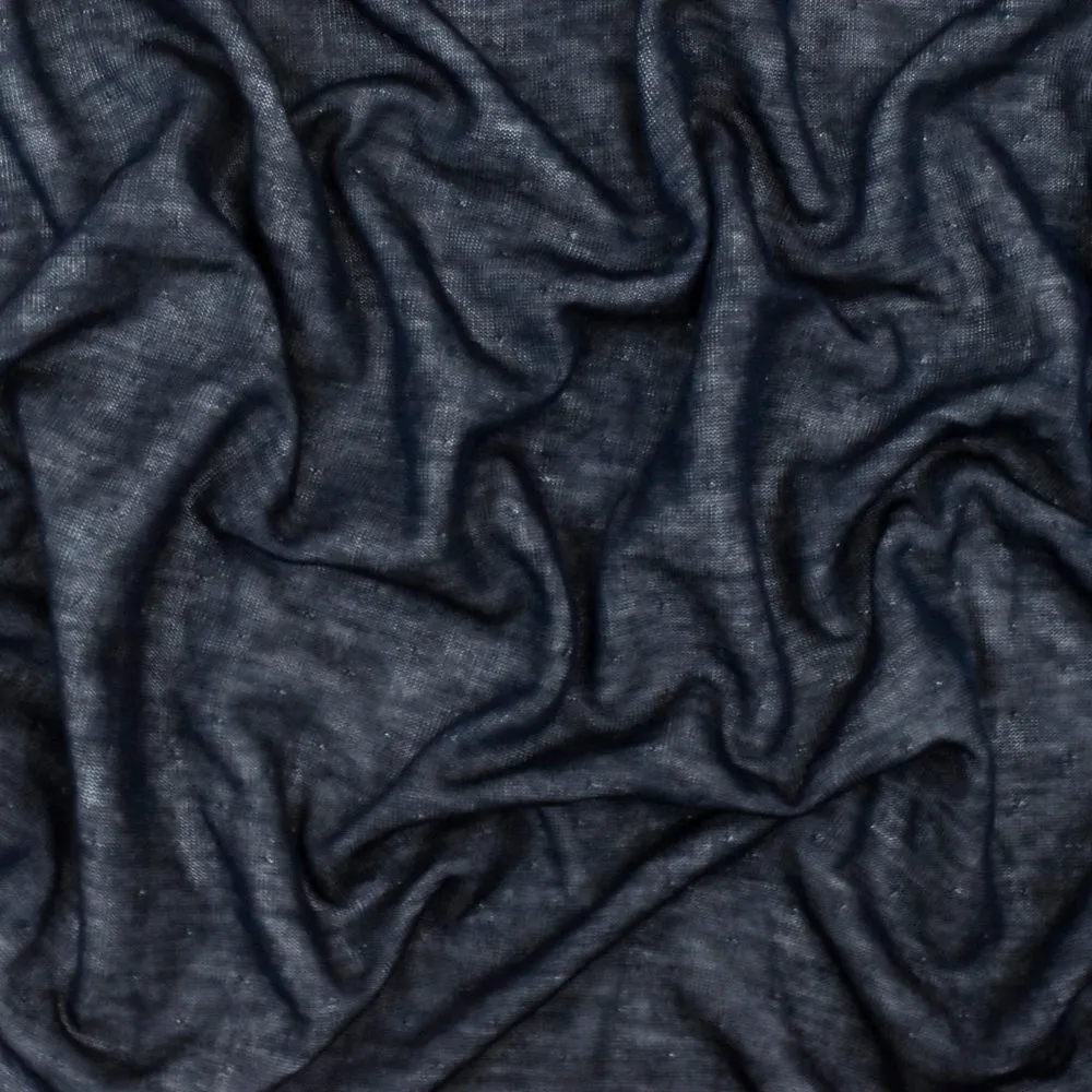 Navy-White Viscose Pointelle Stretch Double Knit Fabric