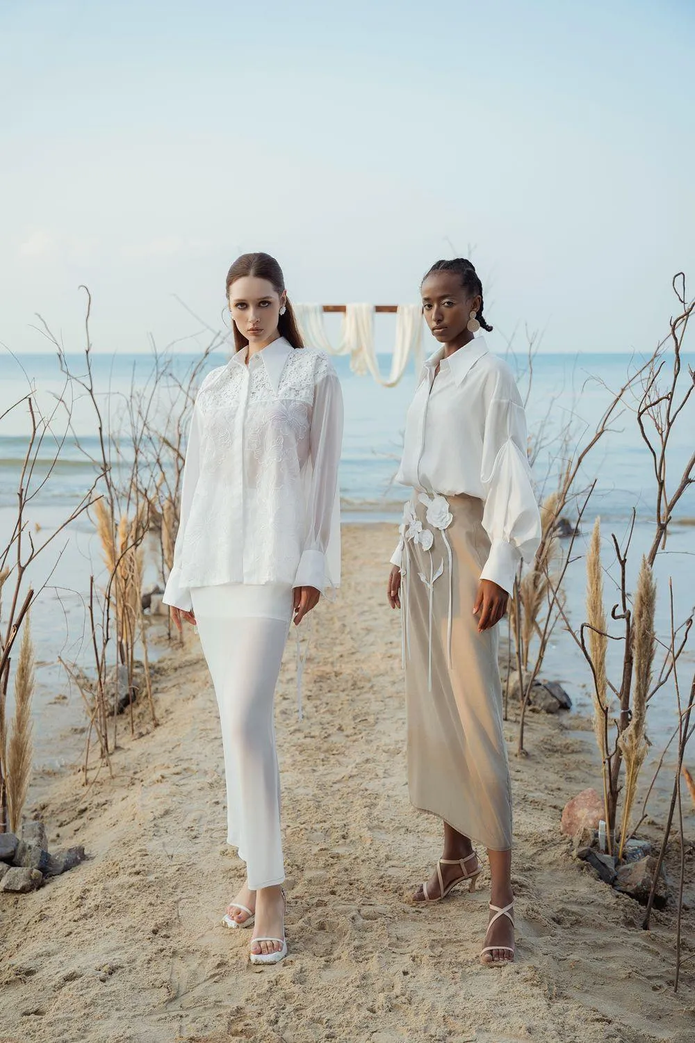 Nica Straight Cuff Sleeved Organza Shirt