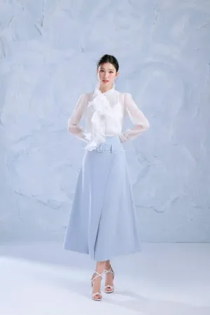 Ocean Straight Ruffle Collar Organza Cotton Shirt