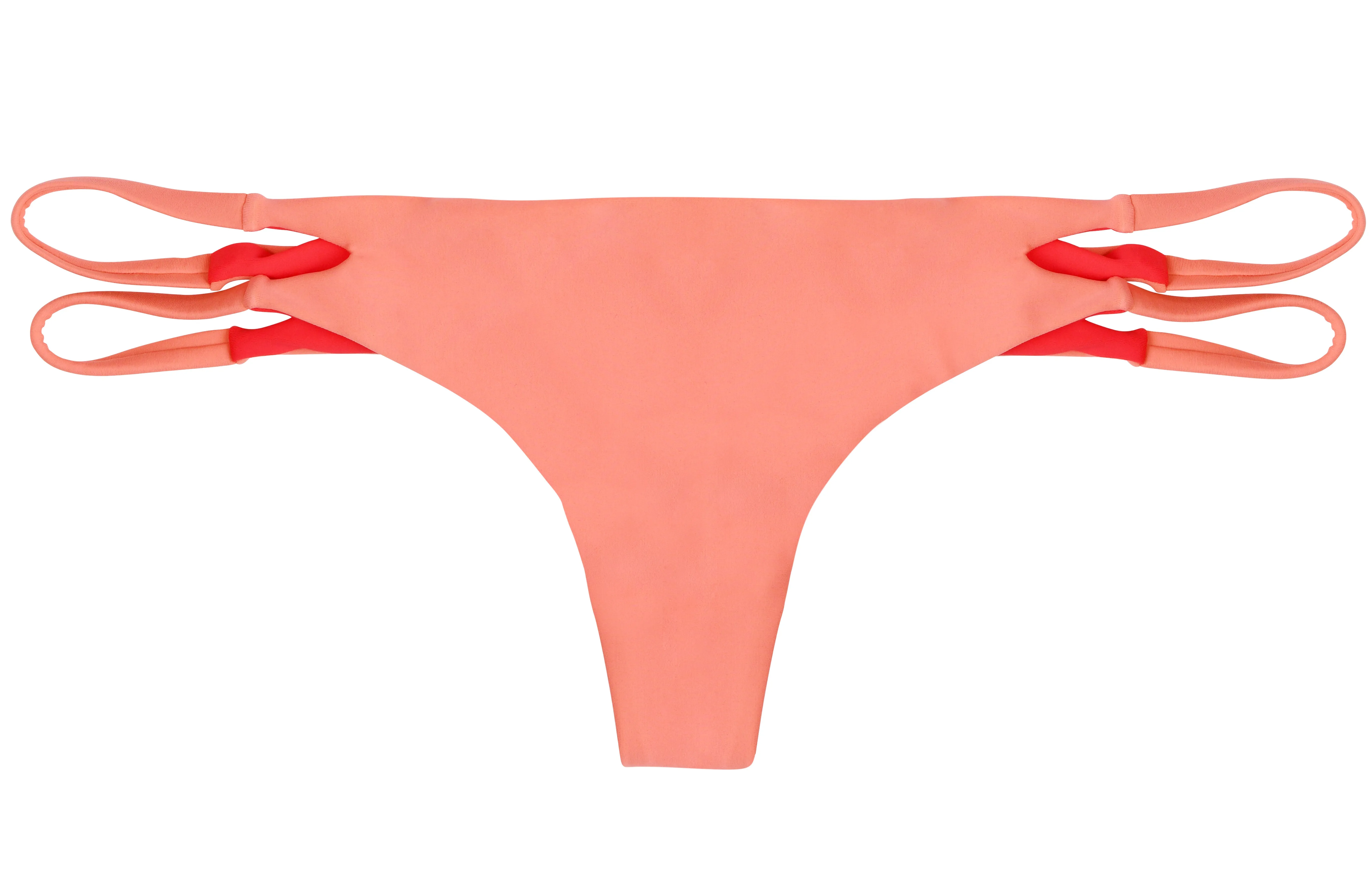 Olivia Reversible Skimpy Bikini Bottom (Coral/Rose)