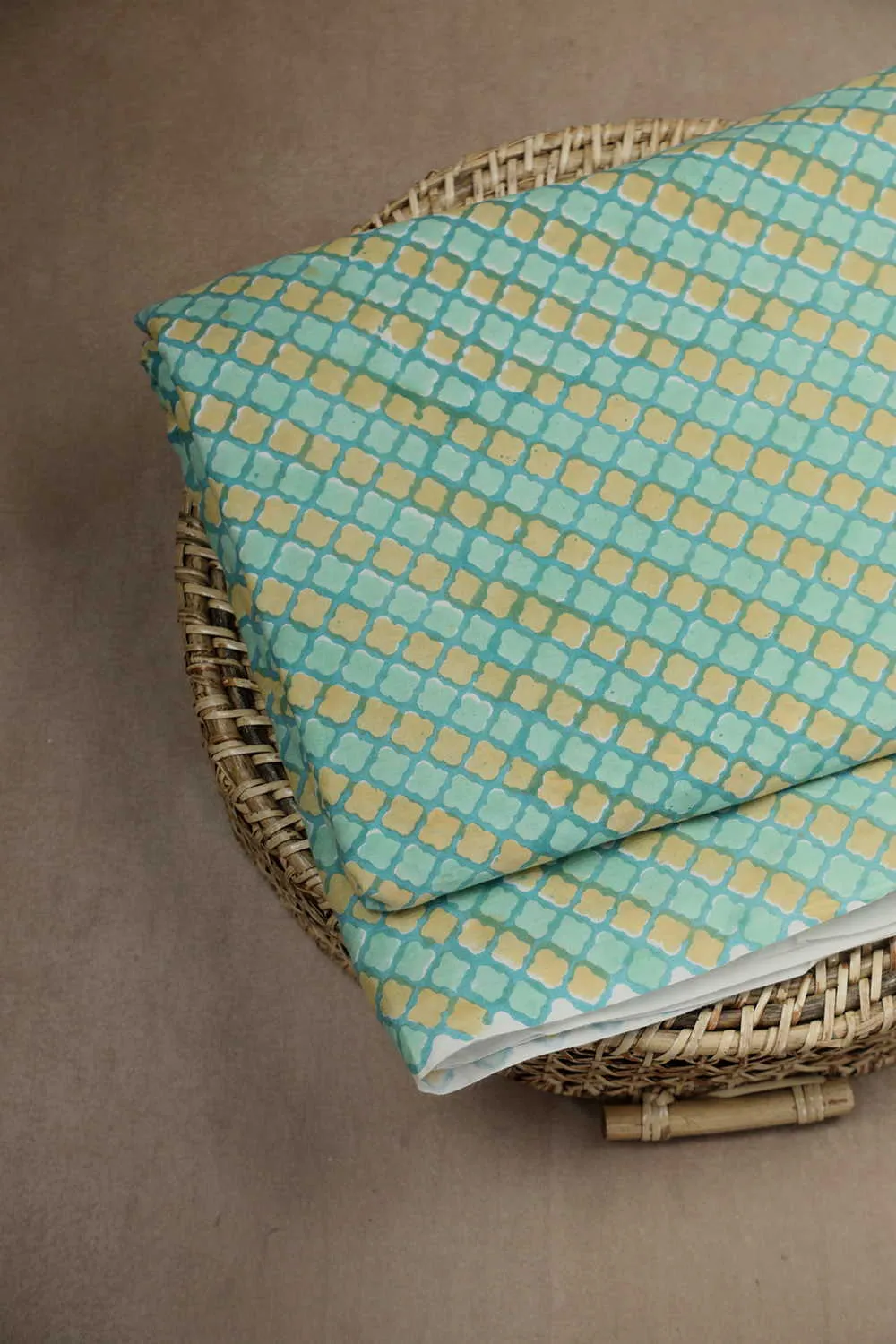 Pattern on Green Sanganeri Cotton Fabric - 2.5m