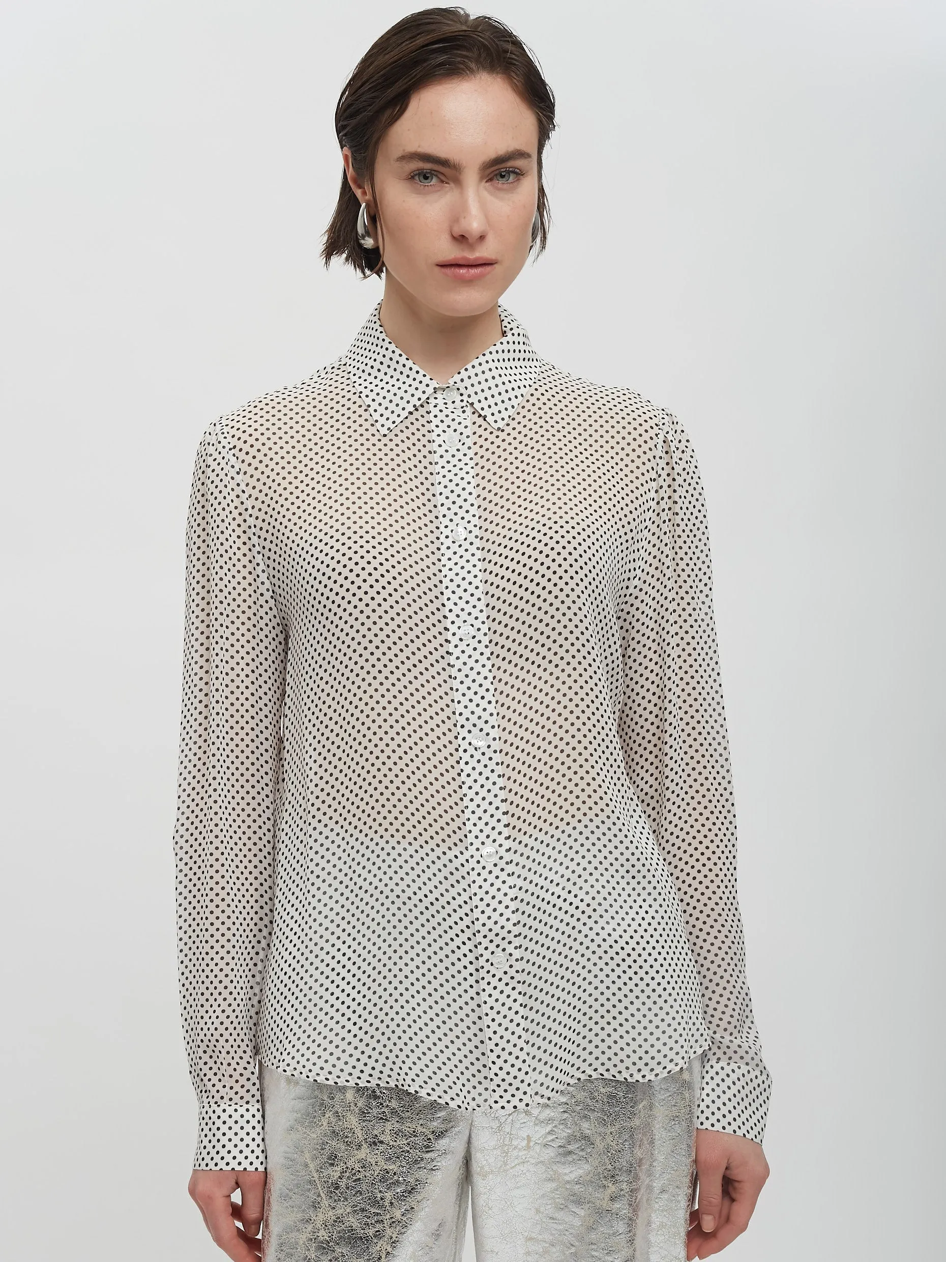 Polka- Dot Sheer Blouse
