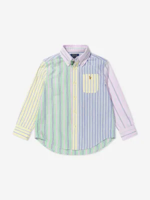 Ralph Lauren Boys Striped Pocket Logo Shirt in Multicolour