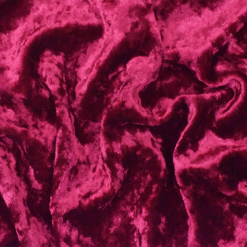 Red Solid Stretch Poly Spandex Crushed Knit Velvet Fabric