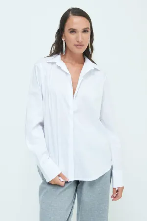 Relaxed fit long sleeve blouse with hidden button placket wholesale