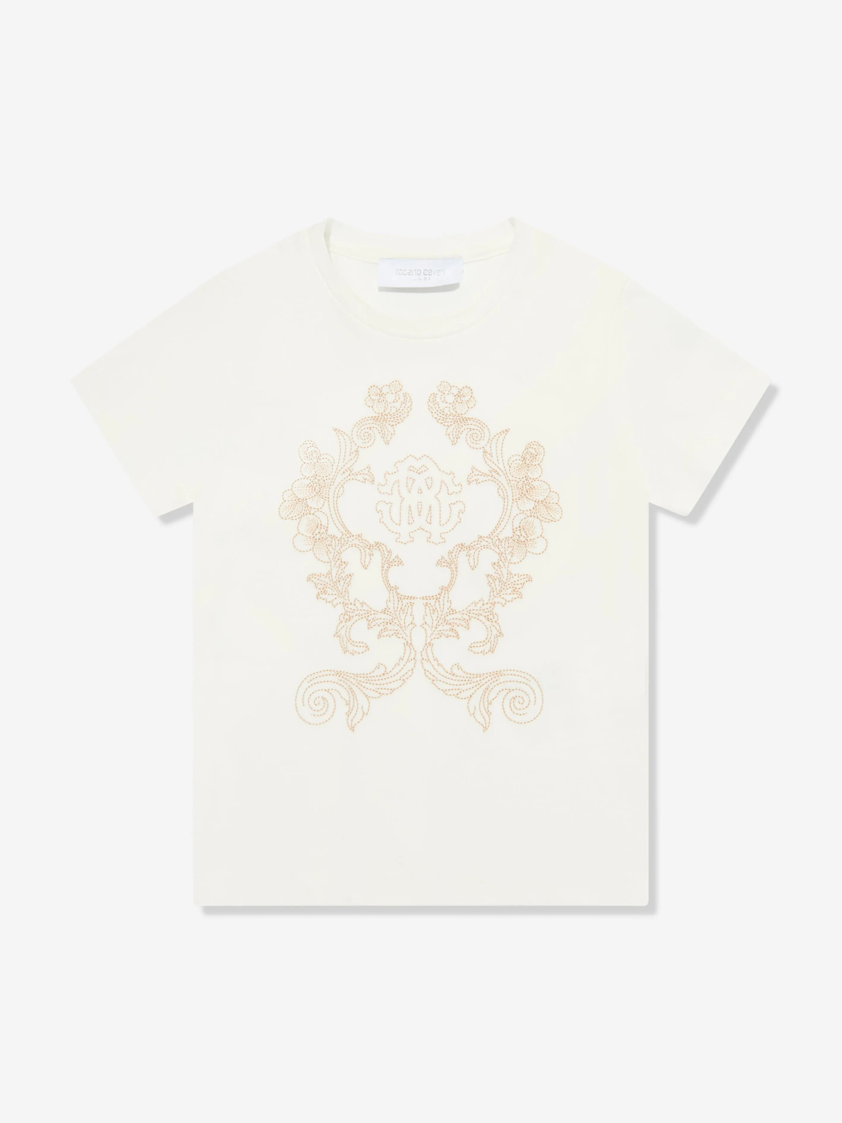 Roberto Cavalli Girls Embroidered Logo T-Shirt in White