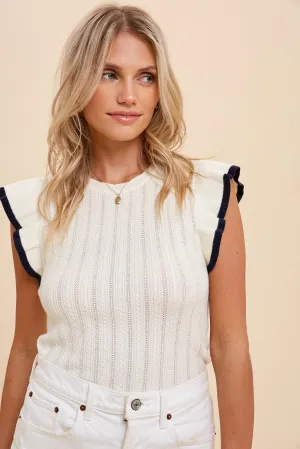 Ruffle Sleeve Sweater Top